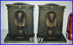 Antique Bradley Hubbard USA Art Deco Sphinx Bookends Cast Iron Egypt B&h Bronze