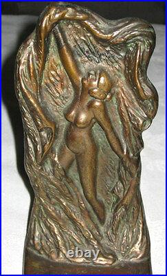 Antique Bronze Chic Nude Bookends Art Deco Lady Sculpture Book Statue Gay Ends