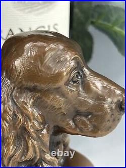 Antique Bronze Clad Jennings Brothers COCKER SPANIEL Bookends Signed BEAUTIFUL