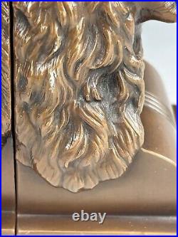 Antique Bronze Clad Jennings Brothers COCKER SPANIEL Bookends Signed BEAUTIFUL