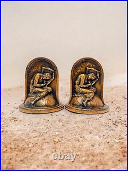Antique Bronze Finish 1930's Bookends Titled LOST HOPE By Kronhein & Oldenbusch