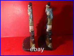 Antique Cast Iron Blacksmith Foundry Lady Iron Worker Bookends