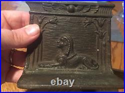 Antique Cast Iron Sphinx Bronze Bookends Egyptian Revival 1920s Art Deco