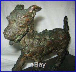 Antique E. B. Parsons Gorham Bronze Terrier Dog Art Deco Statue Sculpture Bookend