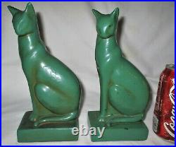 Antique Galvano Bronze Clad Art Deco Frankart Era Paint Cat Sculpture Bookends
