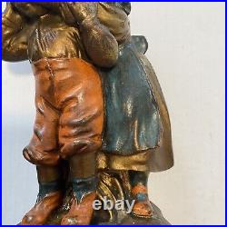 Antique Galvano Bronze Clad Bookends Children Guess Who Peekaboo Polychrome