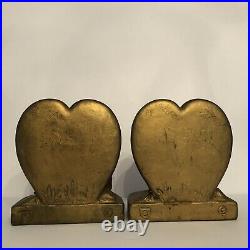Antique Gregory Allen Cupid Bookends Armor Nouveau Art Deco VTG Bronze Clad Rare