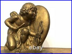 Antique Gregory Allen Cupid Bookends Armor Nouveau Art Deco VTG Bronze Clad Rare