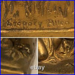 Antique Gregory Allen Cupid Bookends Armor Nouveau Deco Bronze Clad VTG Angel