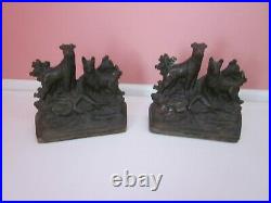 Antique Hubley Cast Iron Bookends Airedale Scotty Terrier