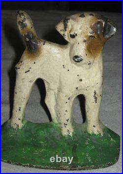 Antique Hubley Cast Iron Terrier Whippet Puppy Dog Art Statue Desk Deco Bookends