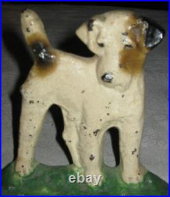 Antique Hubley Cast Iron Terrier Whippet Puppy Dog Art Statue Desk Deco Bookends
