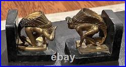 Antique Indian Scout Bookends FRENCH France Circa 1930 Brass RARE BOOKENDS