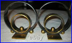 Antique Industrial Art Deco Chase Solid Brass & Copper Ring Book Tool Bookends