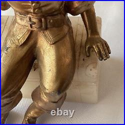 Antique JB Hirsch Spelter Art Deco Pirate Bookend with Celluloid Face on Marble