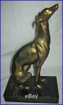 Antique Jennings Brothers Art Deco Whippet Borzoi Greyhound Dog Statue Bookends
