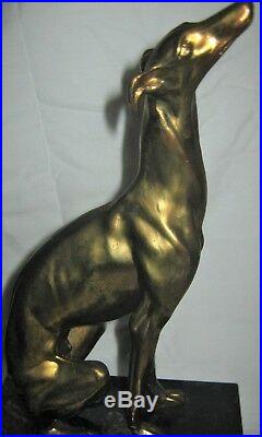 Antique Jennings Brothers Art Deco Whippet Borzoi Greyhound Dog Statue Bookends