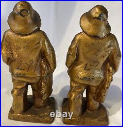 Antique Littco Old Salt Fishermen Cast Iron Bronze Finish Bookends Circa 1920's