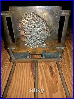 Antique Native American Indian Cast Iron Bookrack Bookends Bronze Book Art Rack
