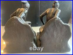 Antique Native American Indian Figural Pair of Metal Bookends