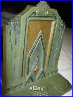 Antique Ny Deco Bradley Hubbard Architectural Empire Building Cast Iron Bookends