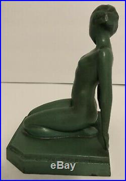 Antique Original 1927 Frankart Art Deco Nude Nymph Lady Woman Statue Bookends