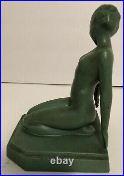 Antique Original 1927 Frankart Art Deco Nude Nymph Lady Woman Statue Bookends