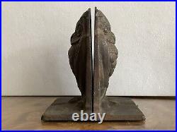 Antique Ornate Cast Iron OWL Bookends Bronmet Early 1900s