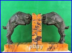 Antique Pair of Bookends book ends bronze Signed Marcel Guillemand