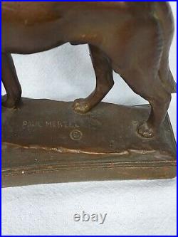 Antique Paul Herzel German shepard Bronze wrap bookends