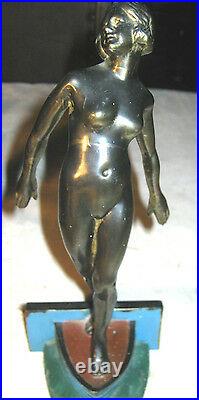 Antique Ronson Art Deco Nude Lady Bust Statue Sculpture Sea Boat Ship Bookends