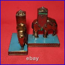 Antique Ronson Elephant Bookends Metal Bronze Metalware Art Deco