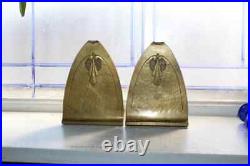 Antique Roycroft Arts and Crafts Hammered Brass Bookends Pair Art Deco