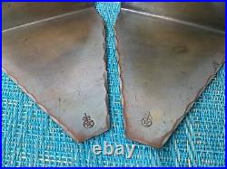 Antique Roycroft Arts and Crafts Hammered Brass Bookends Pair Art Deco Tc1