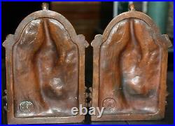 Antique Solid Bronze Art Deco Pair of Bookends by Weidlich Brothers #641