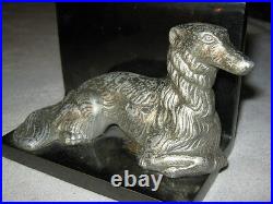 Antique Solid Cast Iron Art Deco Borzoi Wolfhound Dog Art Statue Bookends Hubley