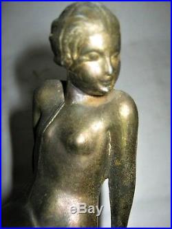 Antique USA Art Deco Nuart Frankart Era Nude Lady Bust Statue Sculpture Bookends