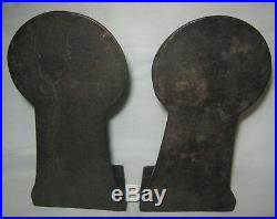 Antique USA Key Hole Nude Chic Art Deco Lady Bust Statue Cast Iron Bookends Book