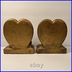 Antique VTG Gregory Allen Armor Cupid Bookends Deco Bronze Clad Angels Valentine