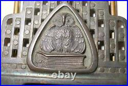 Antique Victorian cast iron expandable figural owl Art Deco bookend book shelf