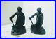 Antique-Vtg-Heavy-Cast-Iron-Pirate-Bookends-Painted-Black-Old-01-eef
