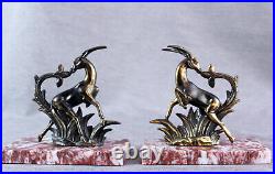 Antique art deco bookends Deers Marble Bronze