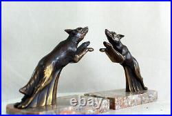 Antique art deco bookends Leaping Dogs By Franjou
