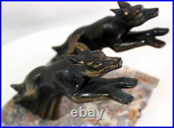 Antique art deco bookends Leaping Dogs By Franjou