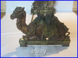Antique cast iron Art Deco Egyptian Camel Sliding Bookends, Judd Co. #9830