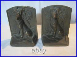 Antique vintage Hubley cast iron German Shepherd dog bookends