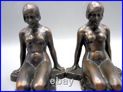 Art Deco 1920s Small Nude Metal Bookends