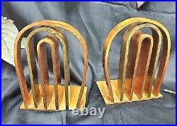 Art Deco Arch Bookend Brass Copper Chase Modern Eames Era Industrial Vintage