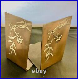 Art Deco/Arts and Crafts HEINTZ Bookends Leaves Sterling Silver over Bronze