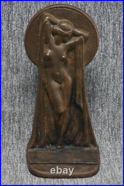 Art Deco BRONZE Female Nude Figural BOOKENDS Key Hole View HAMILTON FOUNDRY
